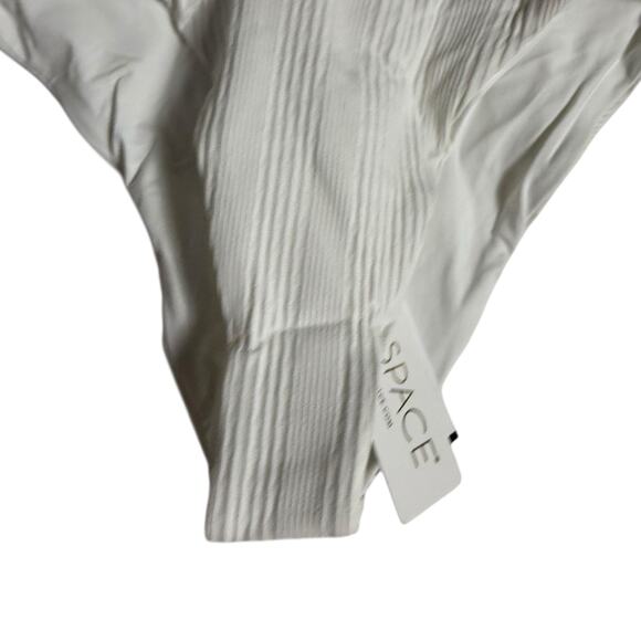 L*Space Court White Crossover V Waist Ribbed High Leg Bikini Swim Bottoms XS - Picture 6 of 10